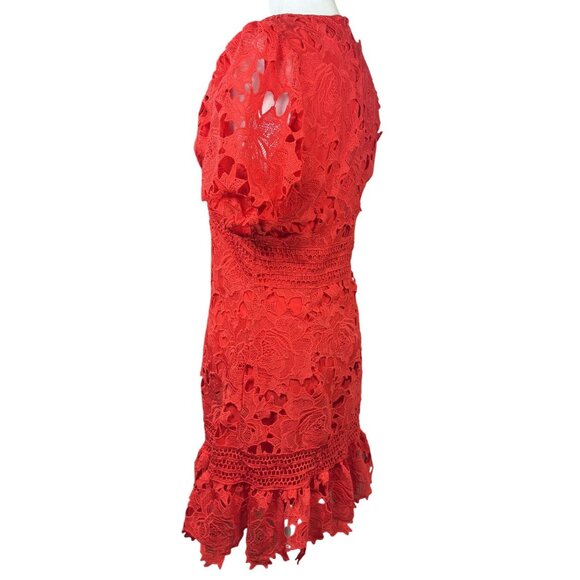 NEW BEULAH STYLE Size M Womens Red Lace Mini Dress Boho Peasant Beach Summer - Picture 5 of 16